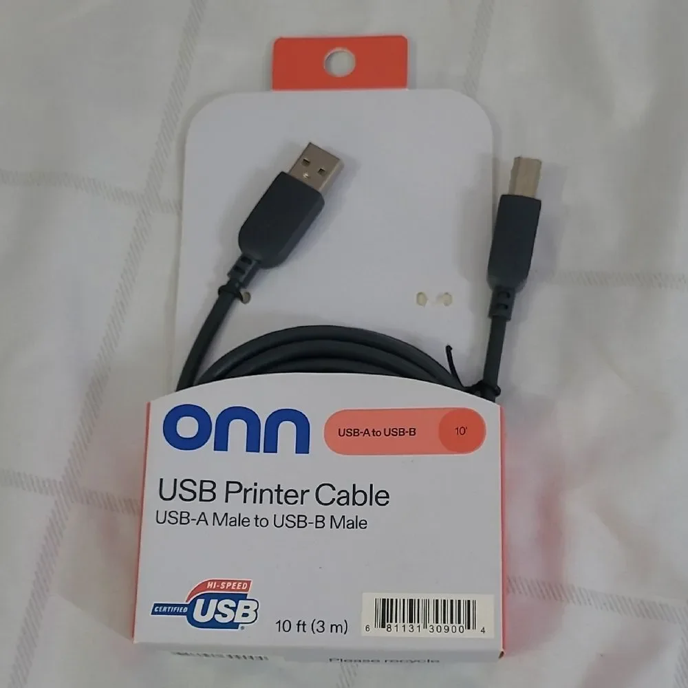 Onn USB-A to USB-B Printer Cable